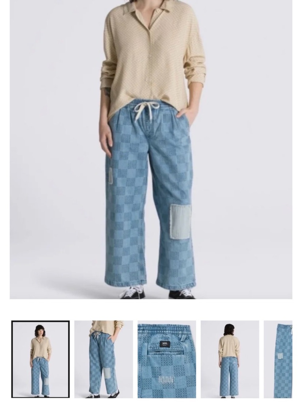 Vans Range Elastic cropped patchwork denim